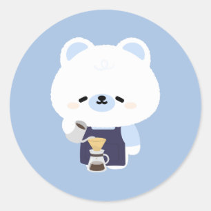 Schattige Ijsbeer Barista Ronde Sticker