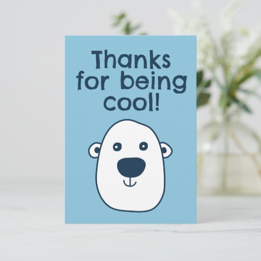 Schattige ijsbeer "Bedankt dat je cool bent" Bedan Bedankkaart (Staand voorkant)