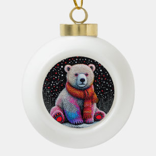 Schattige ijsbeer keramische bal ornament