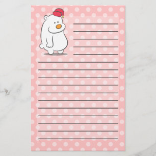Schattige ijsbeer met stippenpatroon achtergrond briefpapier