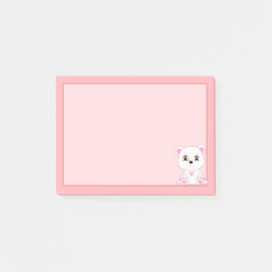 Schattige ijsbeer op lichtroze post-it® notes