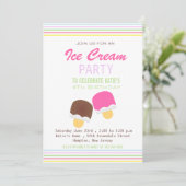 Schattige ijsje en strepen verjaardagsfeestje uitn kaart (Staand voorkant)