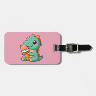 Schattige ijsje eten dino bagagelabel