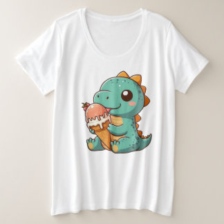 Schattige ijsje eten dino grote maat t-shirt