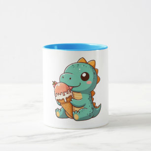 Schattige ijsje eten dino mok