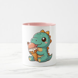 Schattige ijsje eten dino mok