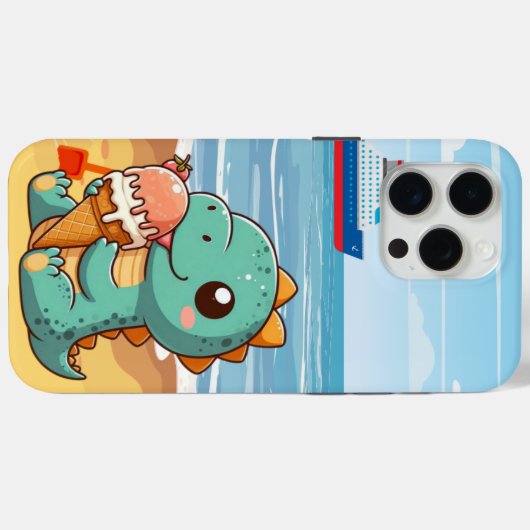 Schattige ijsje eten dino op het strand Case-Mate iPhone case (Achterkant (horizontaal))