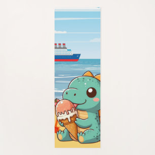 Schattige ijsje eten dino op het strand yogamat