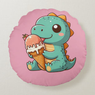 Schattige ijsje eten dino rond kussen