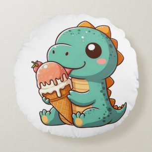 Schattige ijsje eten dino rond kussen