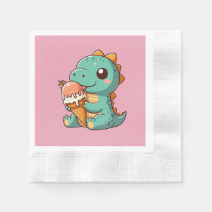 Schattige ijsje eten dino servet
