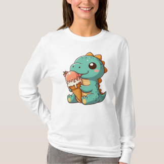 Schattige ijsje eten dino t-shirt