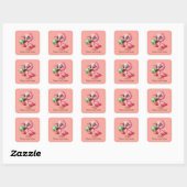 Schattige ijsje roze flamingo Tekst toevoegen Vierkante Sticker (Vel)