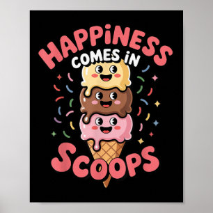 Schattige ijsliefhebber Geluk Komt In Scheppen Ijs Poster