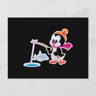 schattige ijsvisserij kleine pinguïn briefkaart