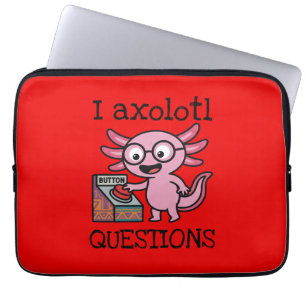 Schattige Ik Axolotl Vragen azteek O nee rode knop Laptop Sleeve
