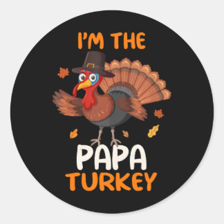 Schattige Ik ben de Papa Turkije familie matching Ronde Sticker