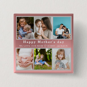 Schattige IK HOU VAN JE MAM Happy Mother Day Fotoc Vierkante Button 5,1 Cm