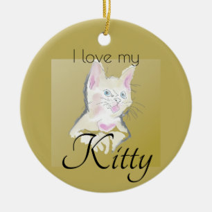 Schattige Ik hou van mijn Kat foto Keramisch Ornament