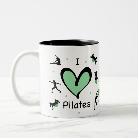 Schattige Ik hou van Pilates Tweekleurige Koffiemok (Links)