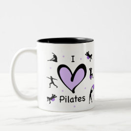 Schattige Ik hou van Pilates Tweekleurige Koffiemok