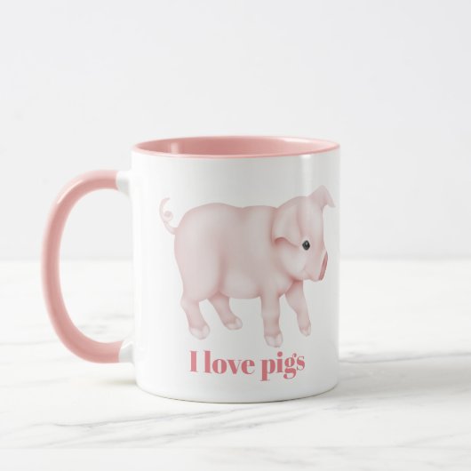 Schattige Ik hou van varkens Monogram bericht toev Mok (Links)
