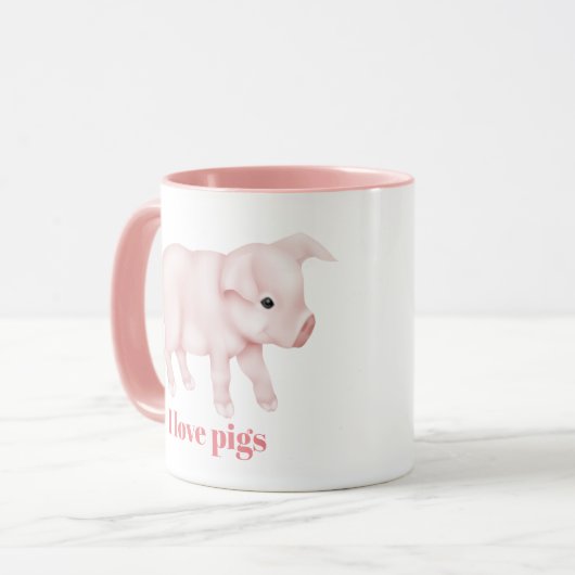 Schattige Ik hou van varkens Monogram bericht toev Mok (Voorkant links)