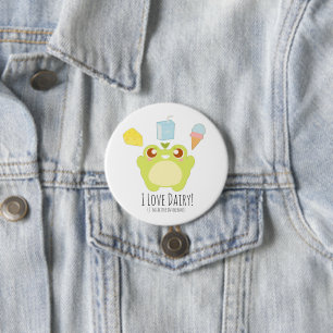 Schattige Ik hou van Zuivel Treats Frog Ronde Button 7,6 Cm