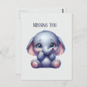 Schattige Ik mis je olifant Briefkaart (Voorkant / Achterkant)