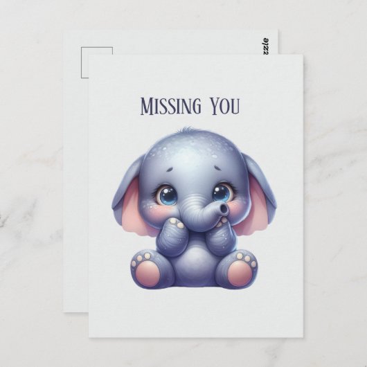 Schattige Ik mis je olifant Briefkaart (Voorkant / Achterkant)
