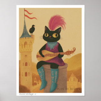 SCHATTIGE ILLUSTRATIE 'POES IN BOOTS' POSTER