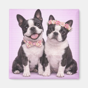 Schattige illustratie van Boston Terrier-koppel vo Magneet
