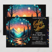 Schattige In de Bossen Betoverd Baby shower Kaart (Voorkant / Achterkant)