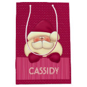 Schattige  in Pink Girly Santa Theme Medium Cadeauzakje (Voorkant)