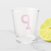 Schattige Initiaal Letter Roze Shot Glas (Achterkant)