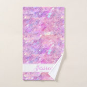 Schattige iriserende eenhoorn ombre glitter monogr bad handdoek (Handdoek)