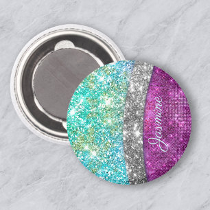 Schattige iriserende paarse turquoise nepschitter magneet