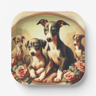 Schattige Italiaans Greyhound schilderij Papieren Bordje