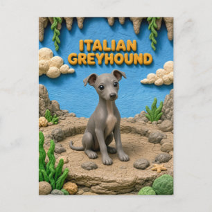 Schattige Italiaanse Greyhound Puppy, Baby Hond Briefkaart