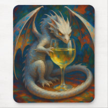 Schattige Ivoren Draak & Witte Wijn Fantasie Kunst