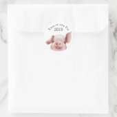 Schattige Jaar van het Varken 2019 Envelope Seal Ronde Sticker (Tas)