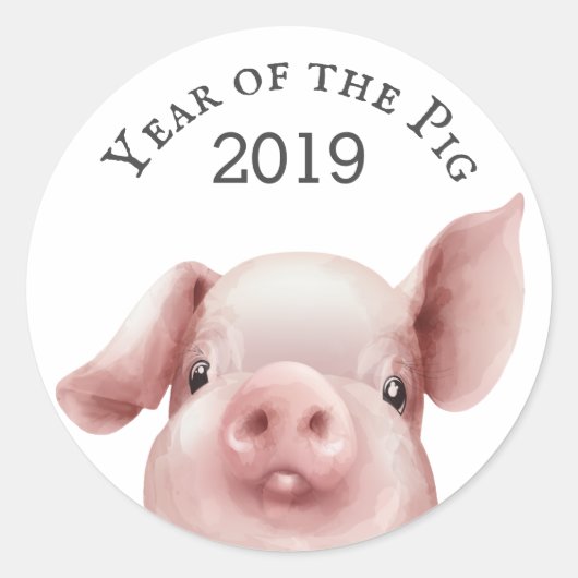 Schattige Jaar van het Varken 2019 Envelope Seal Ronde Sticker (Voorkant)