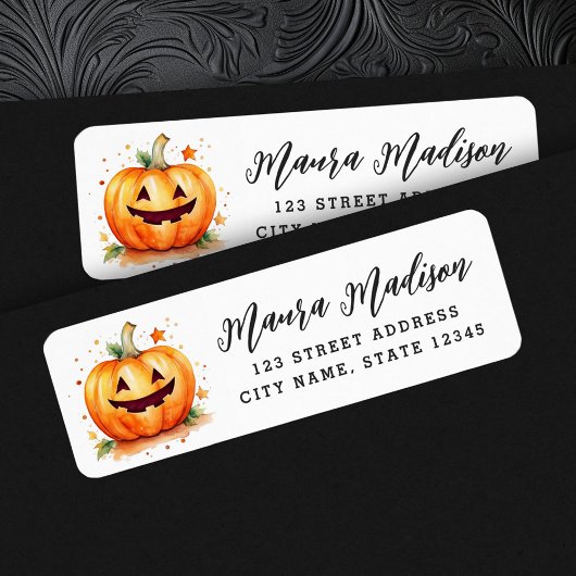 Schattige Jack o lantaarn Halloween retouradres Etiket