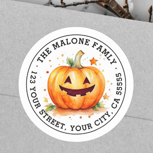 Schattige Jack-o-lantern Halloween retouradres Ronde Sticker