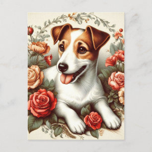  Schattige Jack Russell Terrier Floral Briefkaart