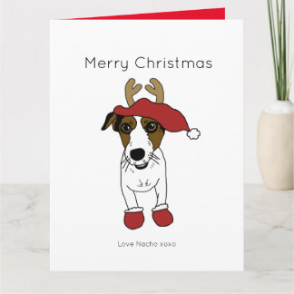 Schattige Jack Russell Terrier Hond Kerstman Santa Kaart
