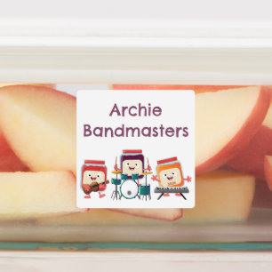 Schattige jamsessie cartoon muzikant gepersonalise labels
