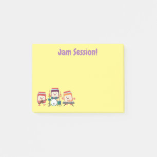 Schattige jamsessie cartoon muzikant humor post-it® notes