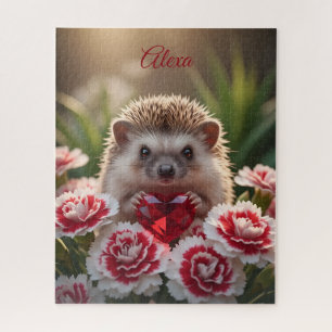 Schattige januari egel met granaat hart legpuzzel