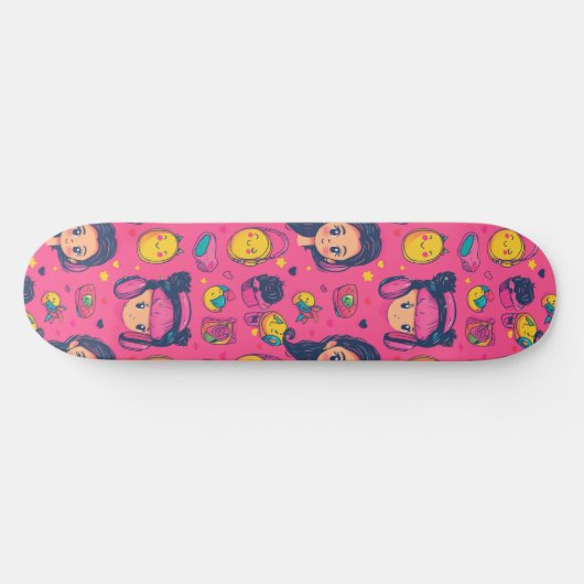Schattige Japans Anime Pattern Skateboard (Horizontaal)